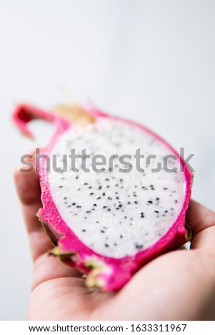 Dragon fruit Pitaya blanca has pink skinned fruit with white flesh. or white-fleshed pitahaya