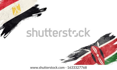 Flags of Egypt and Kenya on white background
