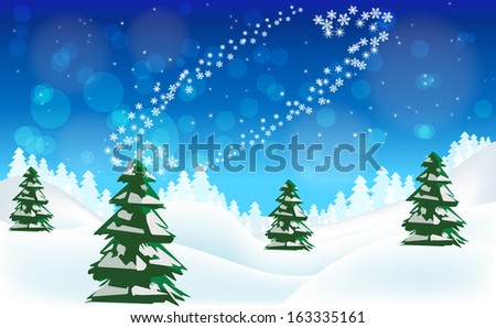 Merry Christmas Winter Landscape. Vector Design.
