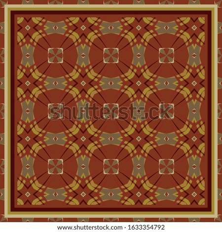Vintage seamless pattern in red and gold for decoration. Print for paper wallpaper, tiles, textiles, neckerchief. Scarf design. Frame.