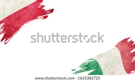 Flags of Poland and Italy on white background
