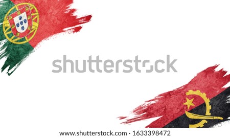 Flags of Portugal and Angola on white background
