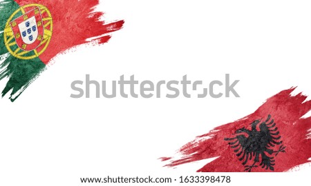 Flags of Portugal and Albania on white background
