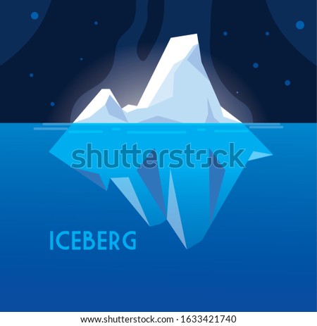full big iceberg floating in in the sea vector illustration design
