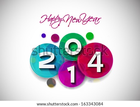 Happy New Year 2014 Text Design 