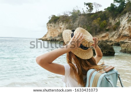 woman young girl with travel backpack