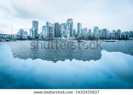 Vancouver skyline after snowing from Dog Park. 
