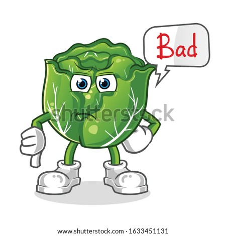 cabbage thumbs down angry with bubble cartoon. cartoon mascot vector