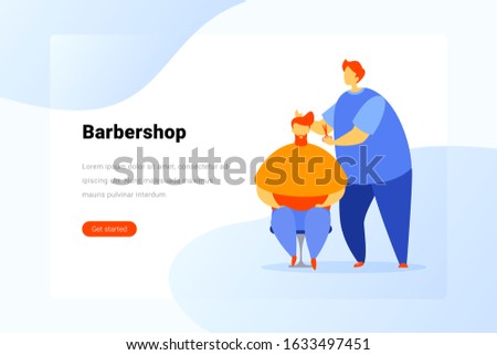 Customer Hipster in Barbershop Flat vector illustration concept.