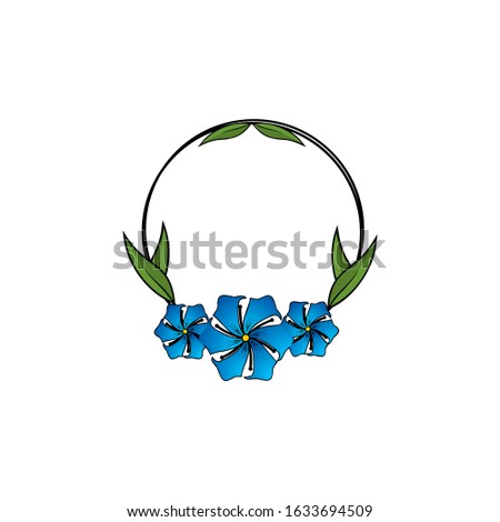 flower circular frame blue vector logo design