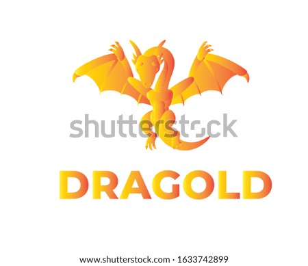 Dragon logo with gold concept.-Dragold
