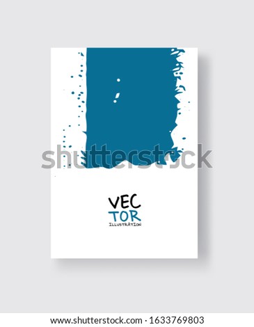 Blue ink brush stroke on white background. Minimalistic style. Vector illustration of grunge element stains.Vector brushes illustration.