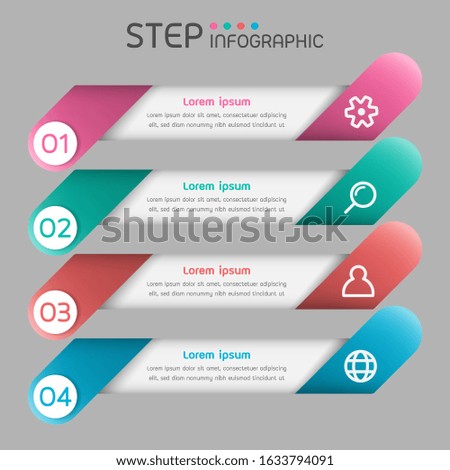 Ribbon shape banner elements with steps,options,milestone,processes or workflow.Business data visualization.Creative step infographic template for presentation,vector illustration.