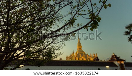 
Pha That Luang Vientiane Golden Pagoda in Vientiane, Laos. sky background beautiful