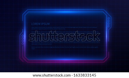Futuristic frame template design for interface. Abstract glowing conceptual layout for ui, apps and game. Royalty-Free Stock Photo #1633833145