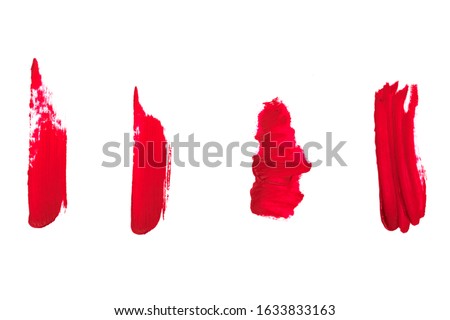 Set of Lipstick smear smudge swatch isolated on white background