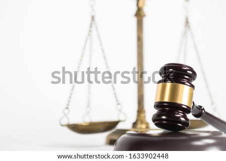 Judge's gavel.  Law and justice concept. White background with copy space.
