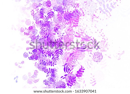Light Purple, Pink vector doodle background with leaves, flowers. Brand new colored illustration with leaves and flowers. Colorful pattern for kid's books.