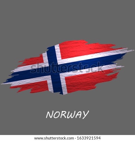 Grunge styled flag of Norway. Brush stroke background