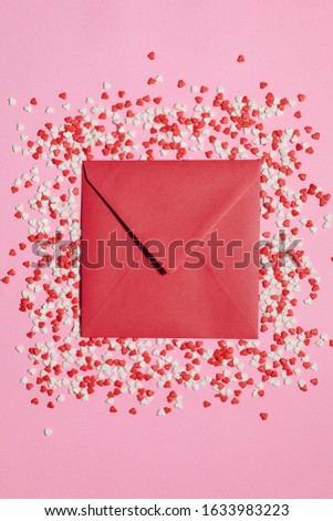 Colorful Valentines Day hearts  on pink background