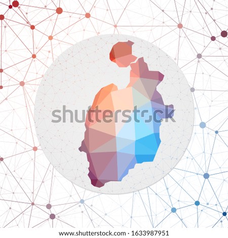 Abstract vector map of Isla de Providencia. Technology in the island geometric style poster. Polygonal Isla de Providencia map on 3d triangular mesh backgound. EPS10 Vector.
