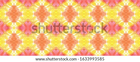 Shibori Ornament.  Multicolor Natural Ethnic Illustration. Tribal Backdrop.  Orange, Pink and Blue Textile Print. Multicolor Shibori Seamless Ornament. 