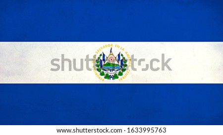 Grunge Flag of El Salvador, El Salvador flag pattern on the concrete wall, flag of El Salvador banner on scratched vintage texture, retro effect , Background for design in country flag