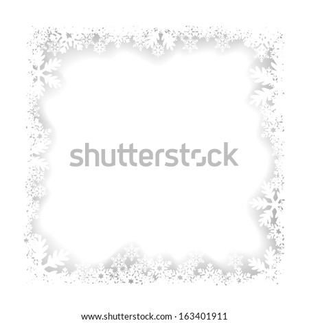 Christmas white frame of snowflakes Royalty-Free Stock Photo #163401911