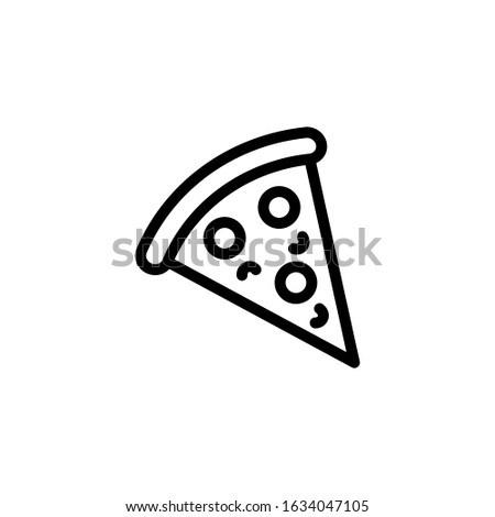Pizza slice line icon. Thin simple linear symbol of italian fast food. Vector outline isolated illustration, logo for cafe, restaurant and pizzeria