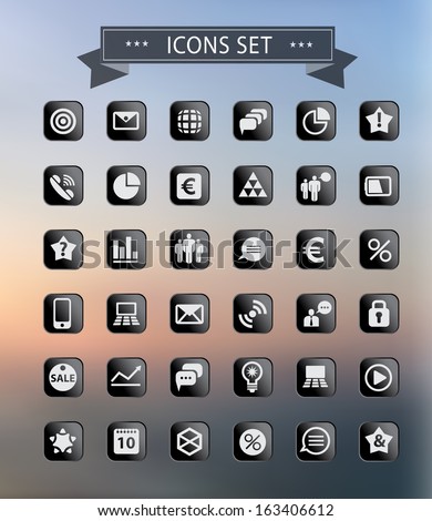 Set of web plat icons on blur background