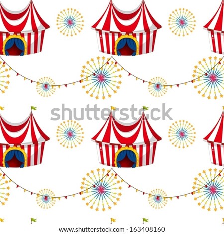 Illustration of a seamless template with tents on a white background