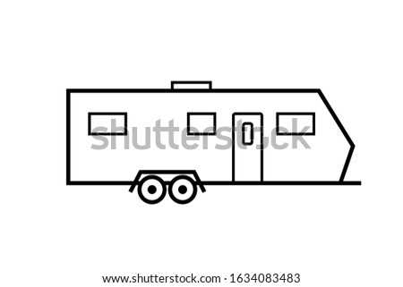 Travel trailer outline icon. Clipart image isolated on white background