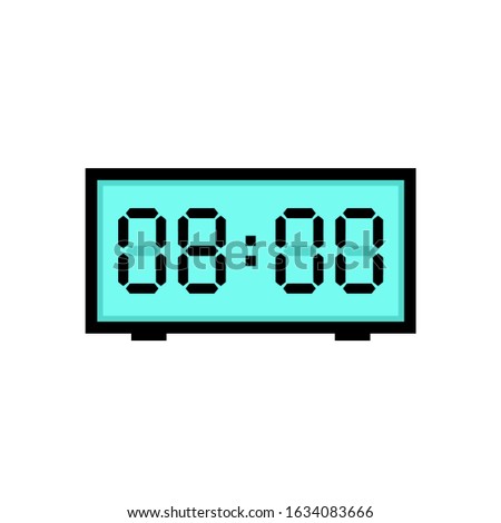 Digital alarm clock displaying 8:00 o'clock. Clipart image isolated on white background