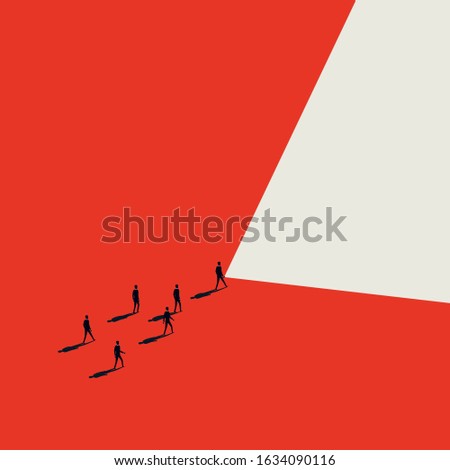 Business leader and leadership concept with businessm and flashlight. Symbol of successful manager, visionary, having direciton and ambition. Eps10 illustration. Royalty-Free Stock Photo #1634090116