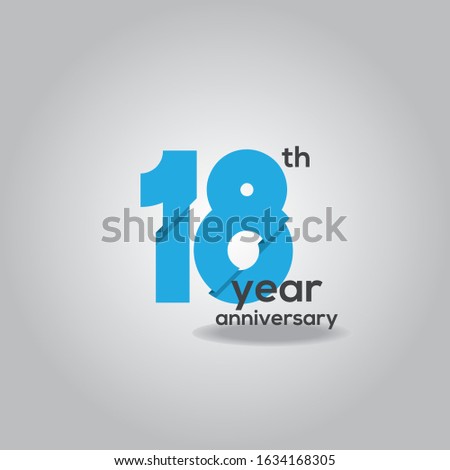 18 Years Anniversary Celebration Blue and White Vector Template Design Illustration