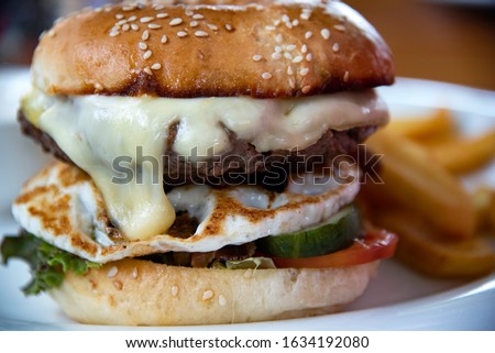 succulent home made prepared cheesburgher with meat