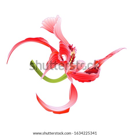 Pink orchid Dendrobium nobile spotted  pink  and white tropical flower  on a white background  watercolor vintage vector illustration  editable hand draw 