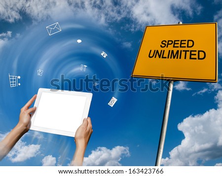 Internet concept with unlimited speeds
