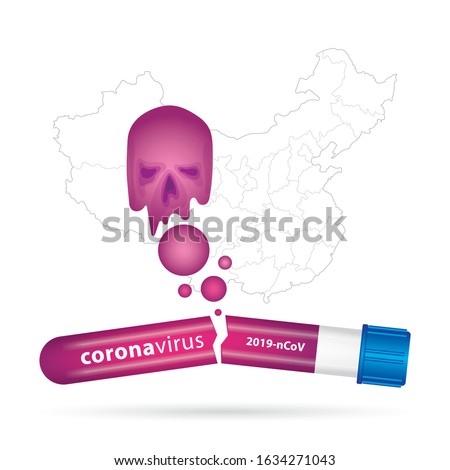 Coronavirus. 2019–nCoV.  Broken medical virus test tube and deadly epidemic concept vector illustration. Part of set. 