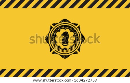 chess knight icon black grunge emblem, yellow warning sign. Vector Illustration. Detailed.