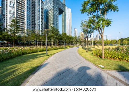 city skyline with park in guangzhou china