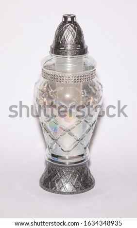 Memorial candle snitch. Cemetery lamp. Lantern Light Isolated. Celebrating All Saints Day. Isolated on white background.