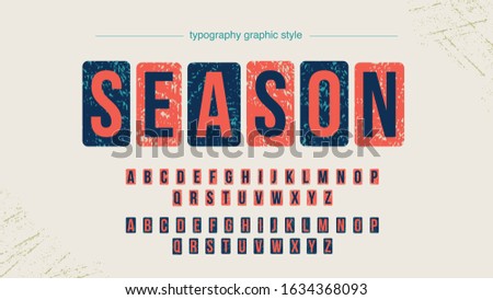 Red Blue Squared Rounded Uppercase Artistic Font Typography Design