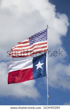American flag and flag of Texas