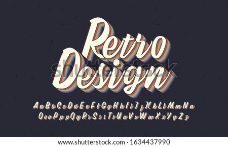 Vector of bold retro font and alphabet. Font with retro colorful layers. Vector illustration.