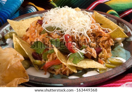 Mexican risotto w beans and tortilla chips