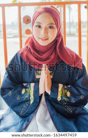 Korean Woman with Hanbok  the traditional Korean dress