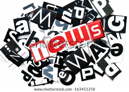 News , red, black and white letters