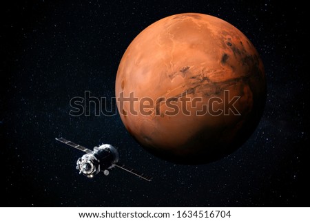 Exploration of Mars the Red planet of the solar system in space. This image elements furnished by NASA. Royalty-Free Stock Photo #1634516704