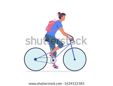 Cute sport girl riding her bicycle vector illustration